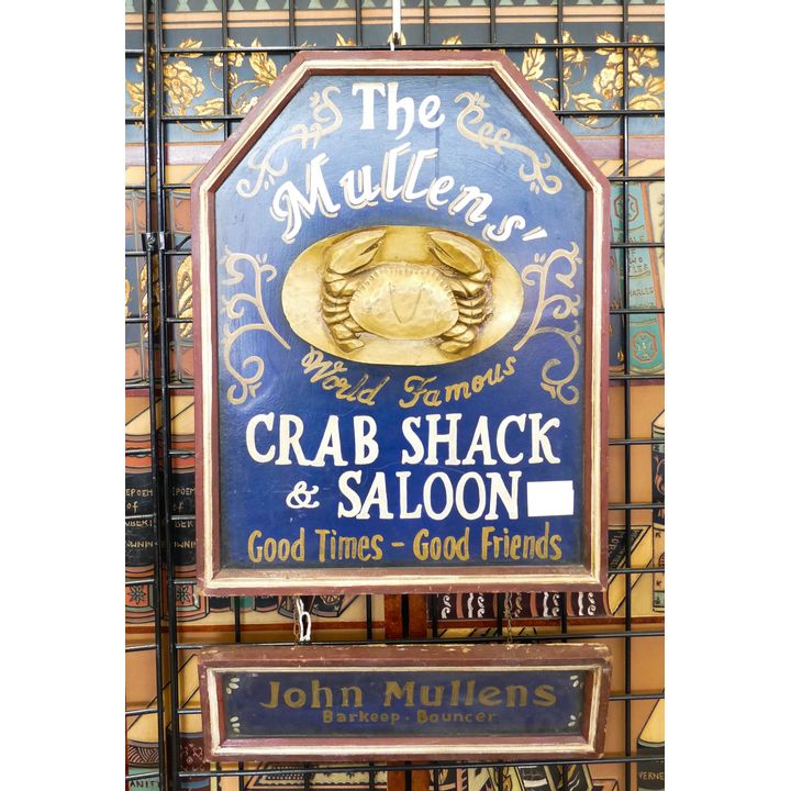 Mullens Crab Shack & Saloon Wood Sign- 32x18''