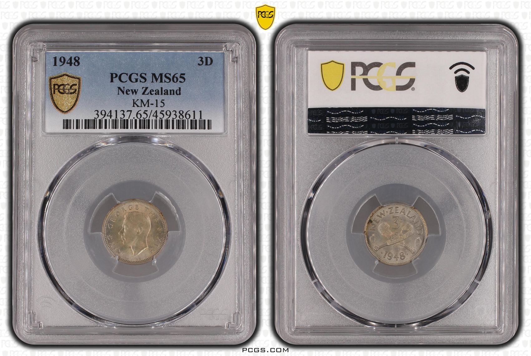 1948 New Zealand Threepence KM-15 PCGS - MS65 -611