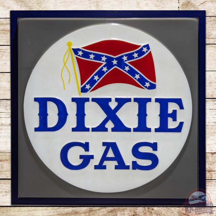 Dixie Gas 6' Emb. Lighted Sign w/ Flag Logo