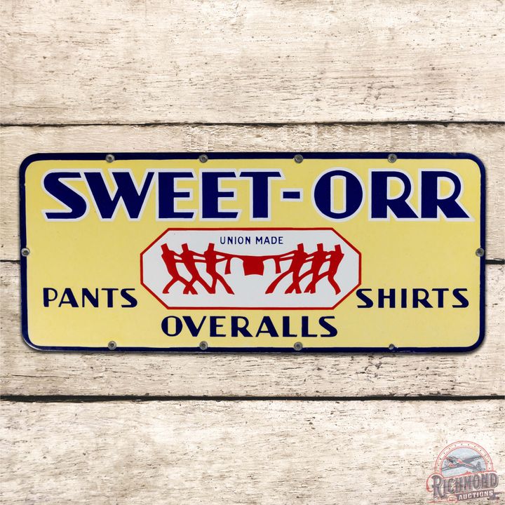 Amazing NOS Sweet-Orr Pants Overalls Shirts Single Sided Porcelain Sign