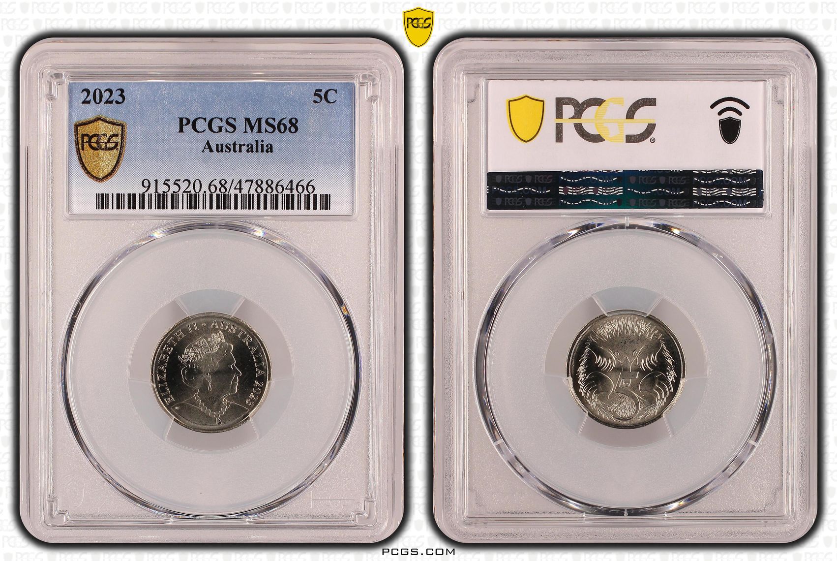 Elizabeth II, Five Cent, 2023, PCGS MS68