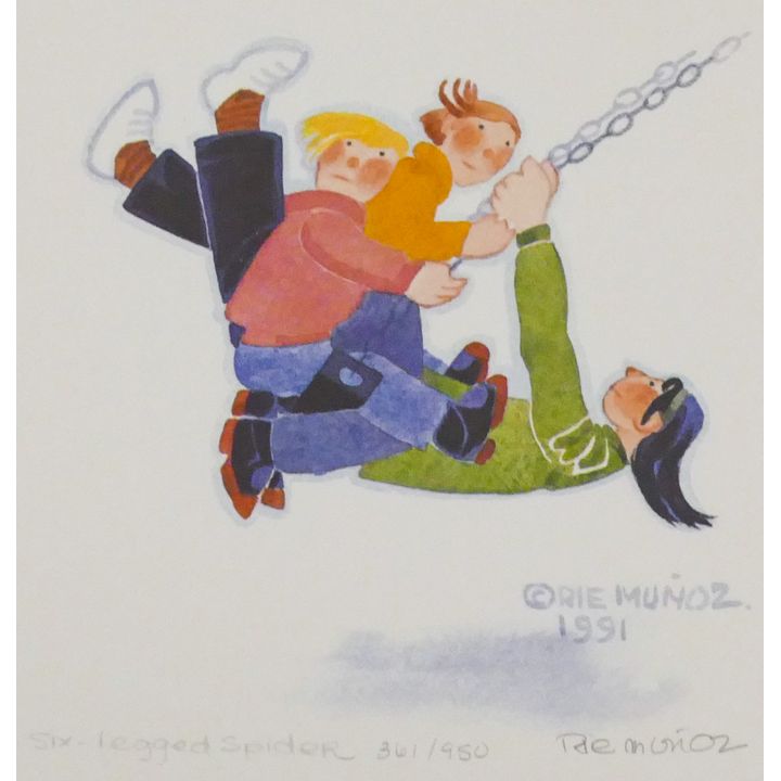 Rie Munoz "Six-Legged Spider" 1991 Signed Print 11" x 9.5" Sheet.