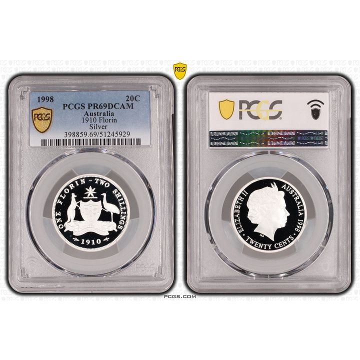 1910 Florin Silver, Twenty Cent, 1998, PCGS PR69DCAM