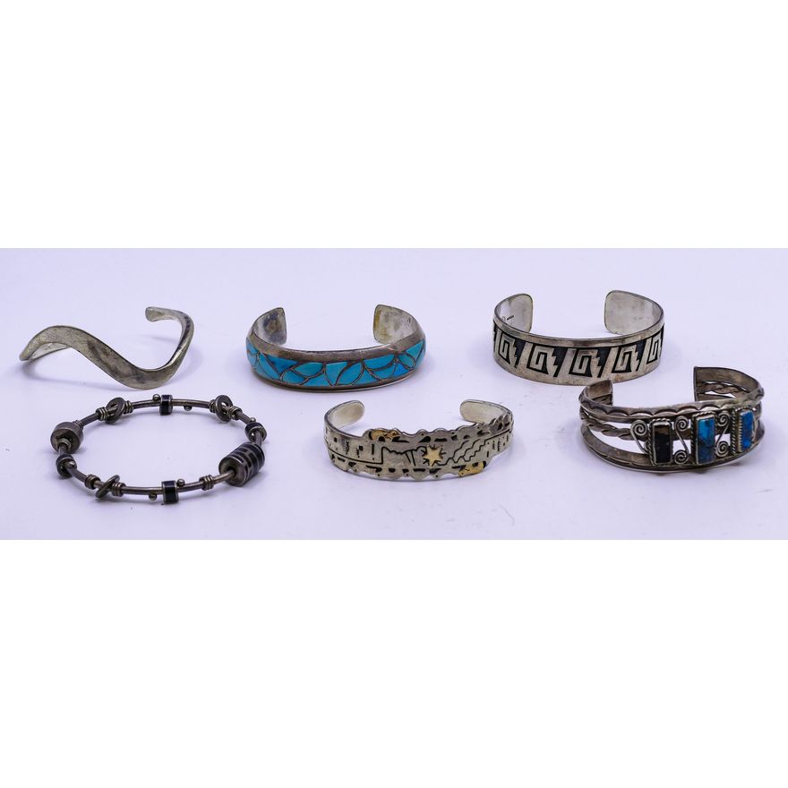 6pc SW Sterling & Modern Bangle Bracelets- 189g TW