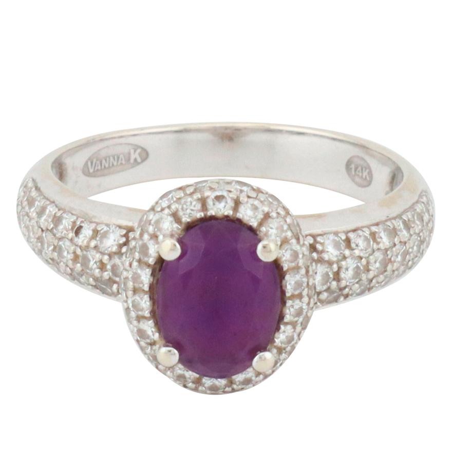 Anillo con amatista y diamantes