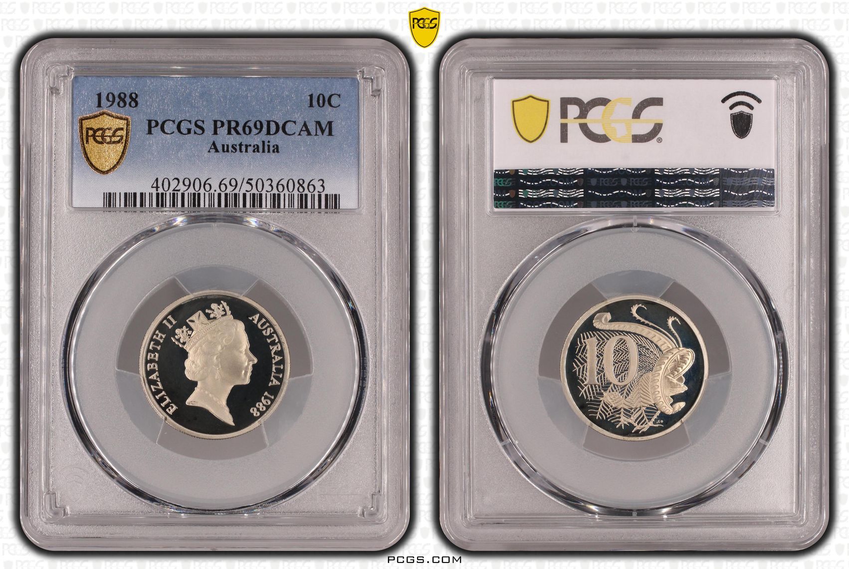 Ten Cent, 1988, Pcgs Pr69dcam