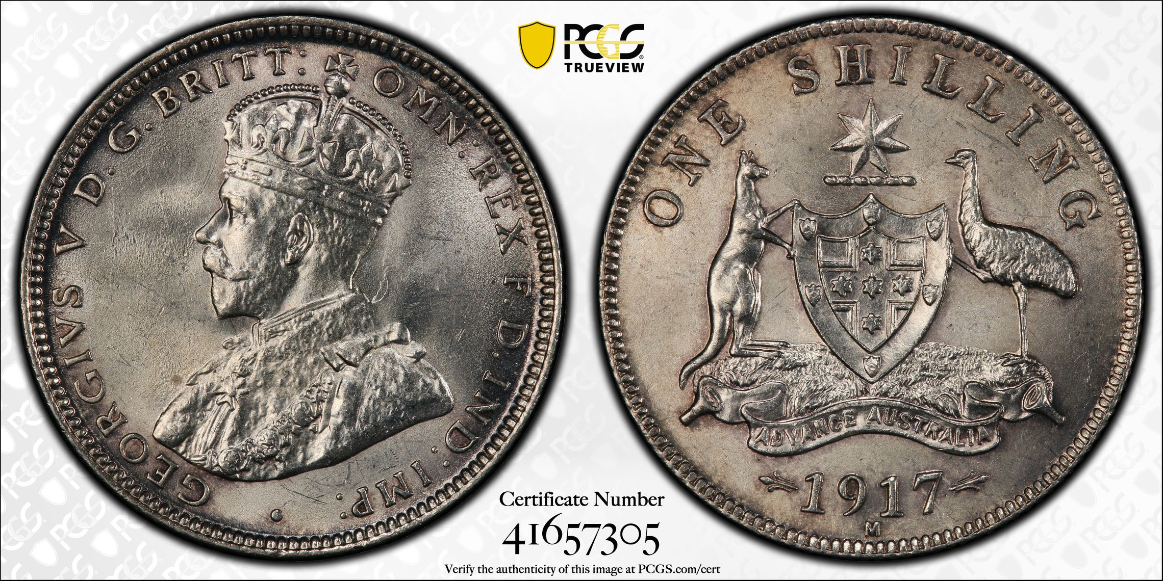 George V, Shilling, 1917-M, PCGS MS63