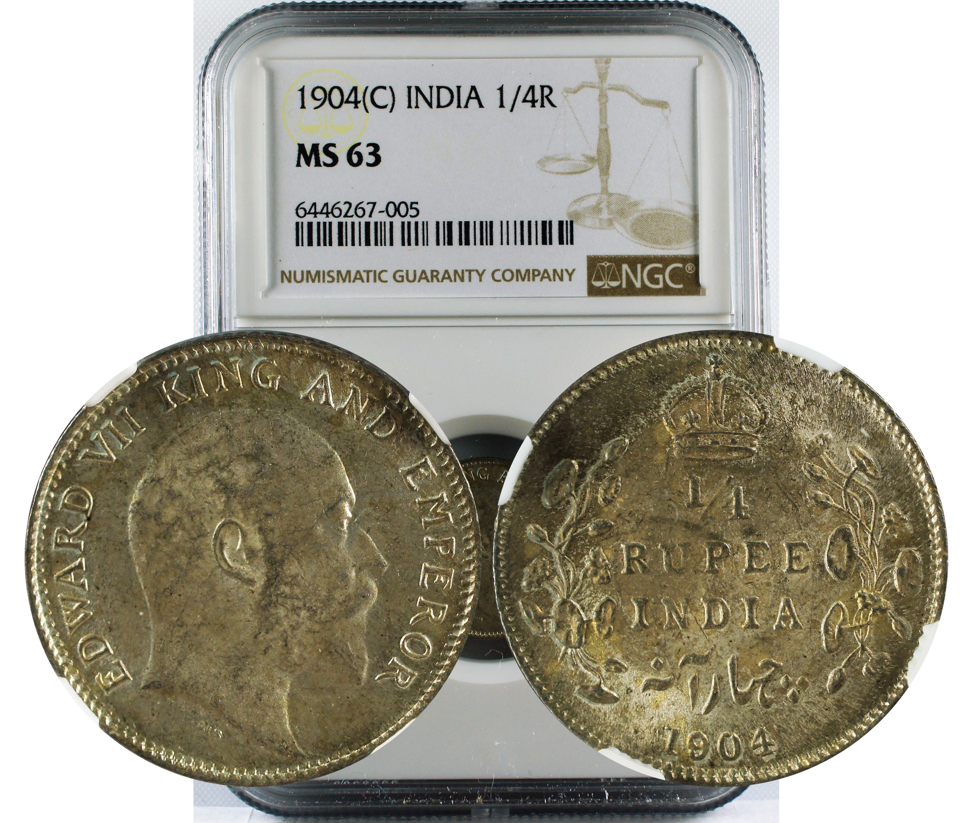1904 C INDIA 1/4 RUPEE MS63
