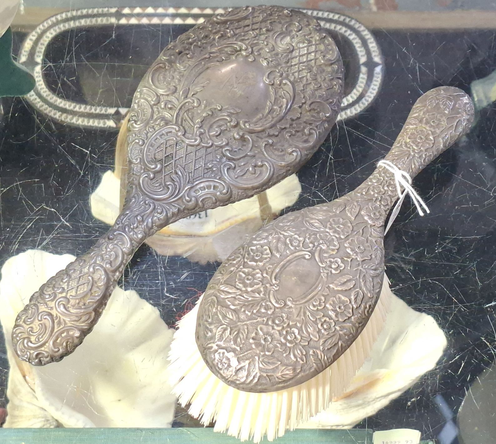 1363 · STERLING SILVER BRUSH AND ORNATE MIRROR