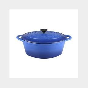 Gourmand - 4.5 Litre Oval Cast Iron Casserole - Blue | SJ 51663/20162 B9 (s7)