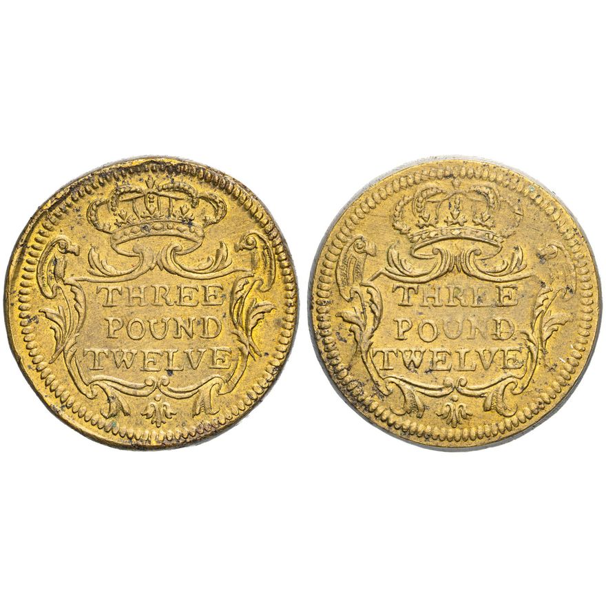 Portugal, Joanna Brass Coin Weight, Three Pound Twelve, 1706 -1750,  VF