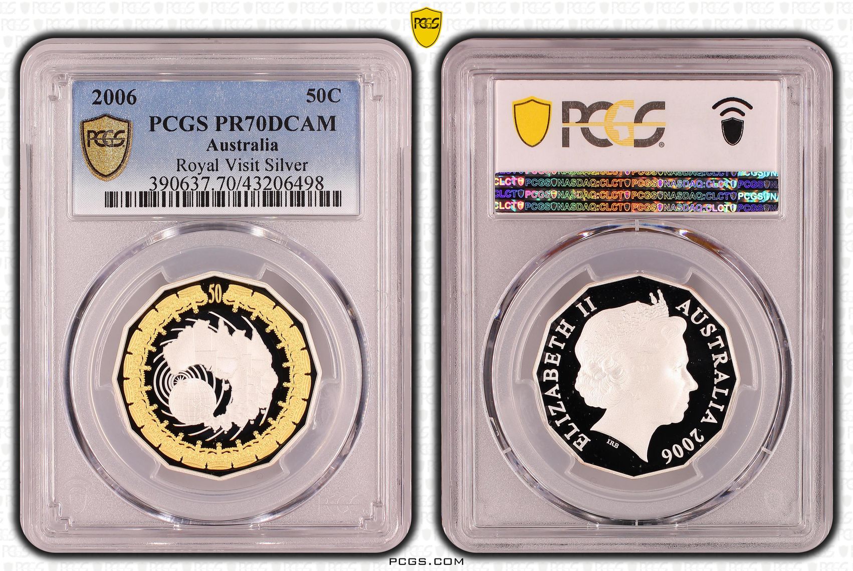 2006 Australia Fifty Cent, 50c Silver Royal Visit Silver PCGS - PR70DCAM POP 13/0 -498