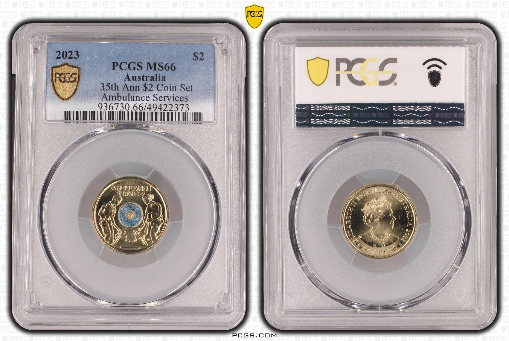 Elizabeth II, 35th Ann $2 Coin Set -Ambulance Services, Two Dollar, 2023, PCGS MS66