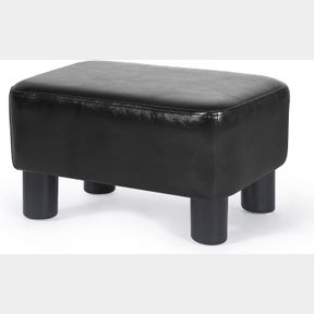 SMALL JOVECO SMALL FOOTSTOOL OTTOMAN FOOTREST MODERN RECTANGULAR FOOTSTOOLS FOR LIVING ROOM BEDROOM (BLACK PU LEATHER)