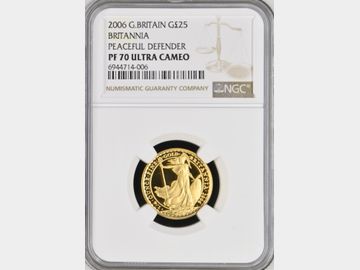 2006 BRITANNIA GOLD 1/4oz PROOF 25 POUND PF70 UCAM TOP POP!