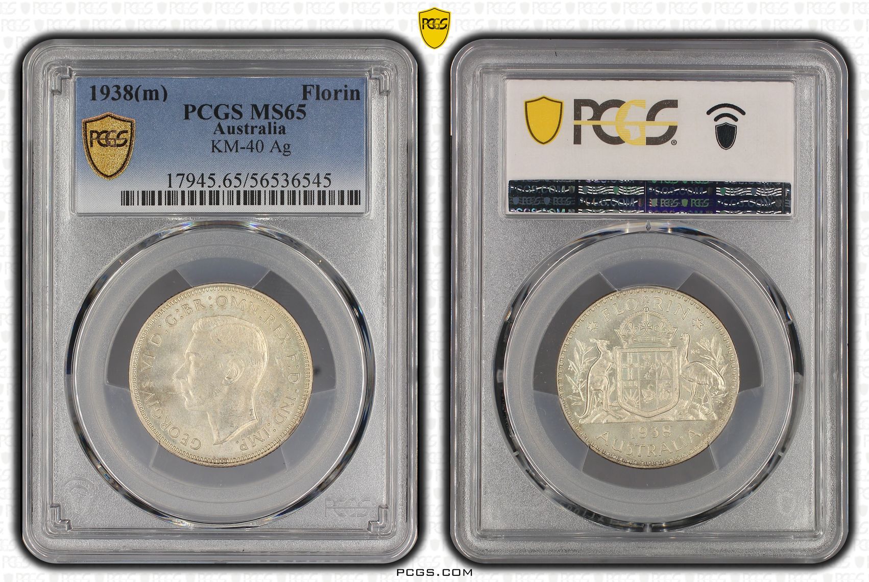 George VI, 10/0, Florin, 1938(m), PCGS MS65