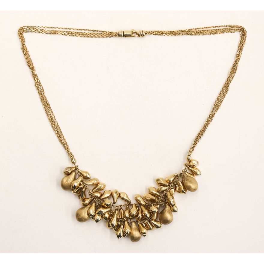 Italian 18k Multi-Strand Modernist Drop Necklace