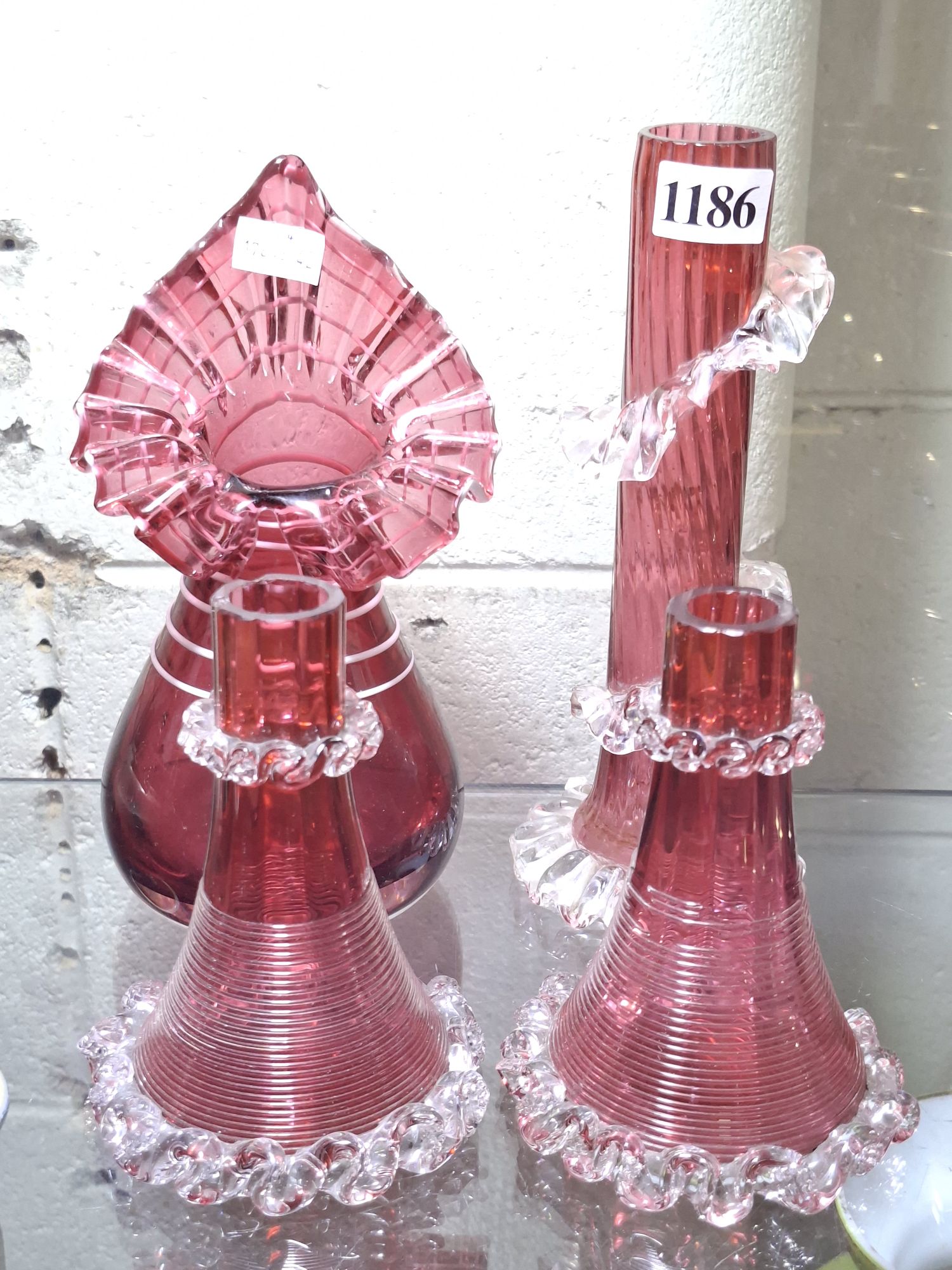 1186 · CRANBERRY GLASS VASES