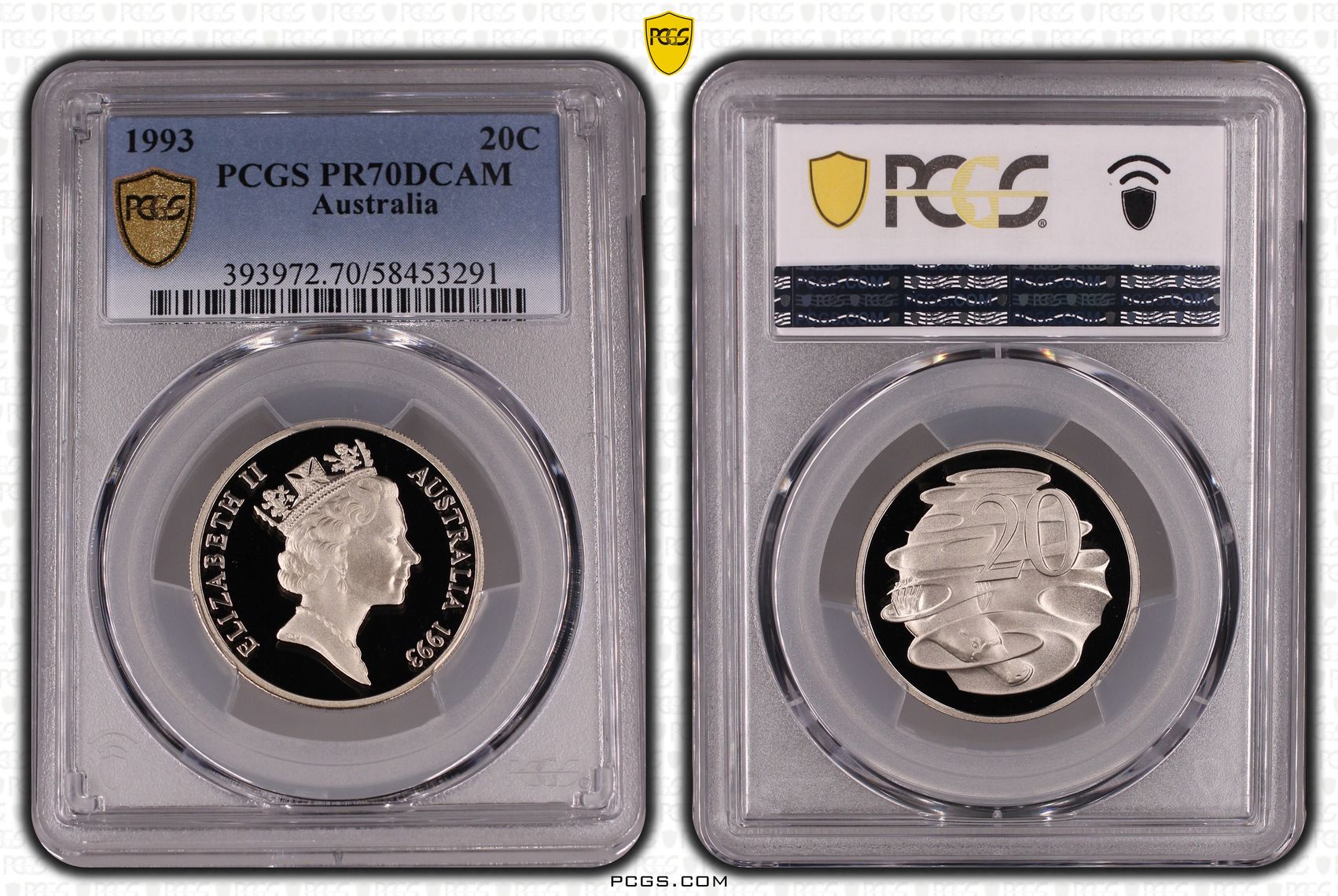 Twenty Cent, 1993, PCGS PR70DCAM