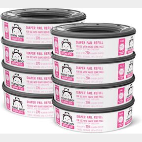AMAZON BRAND - MAMA BEAR BLOSSOMS SCENTED DIAPER PAIL REFILLS FOR DIAPER GENIE PAILS, 2160 COUNT (8 PACKS OF 270 COUNT)