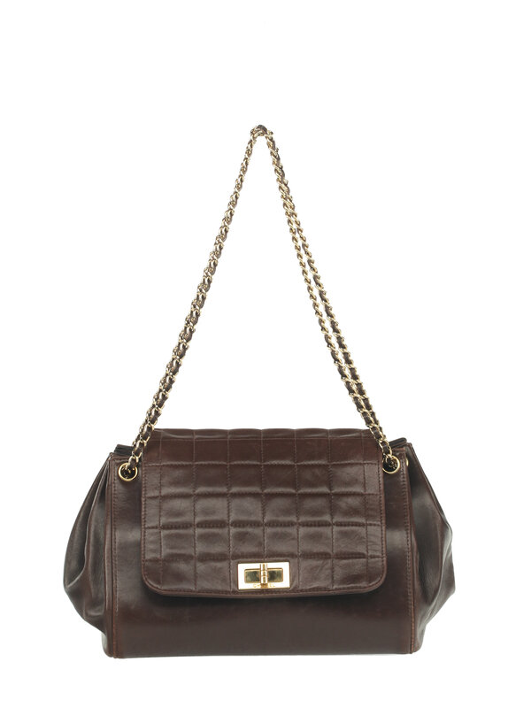 Chanel Chocolate Bar Accordion Bag in Brown Lambskin 