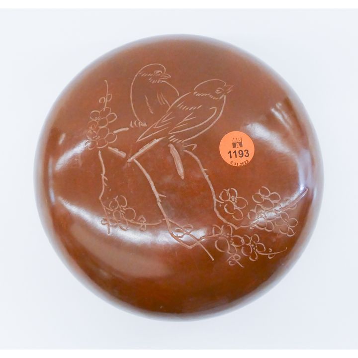 Chinese Yixing Round Covered Bird Box- 7''