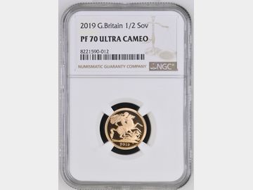 2019 ELIZABETH II PROOF GOLD HALF SOVEREIGN PF70 UCAM TOP POP!