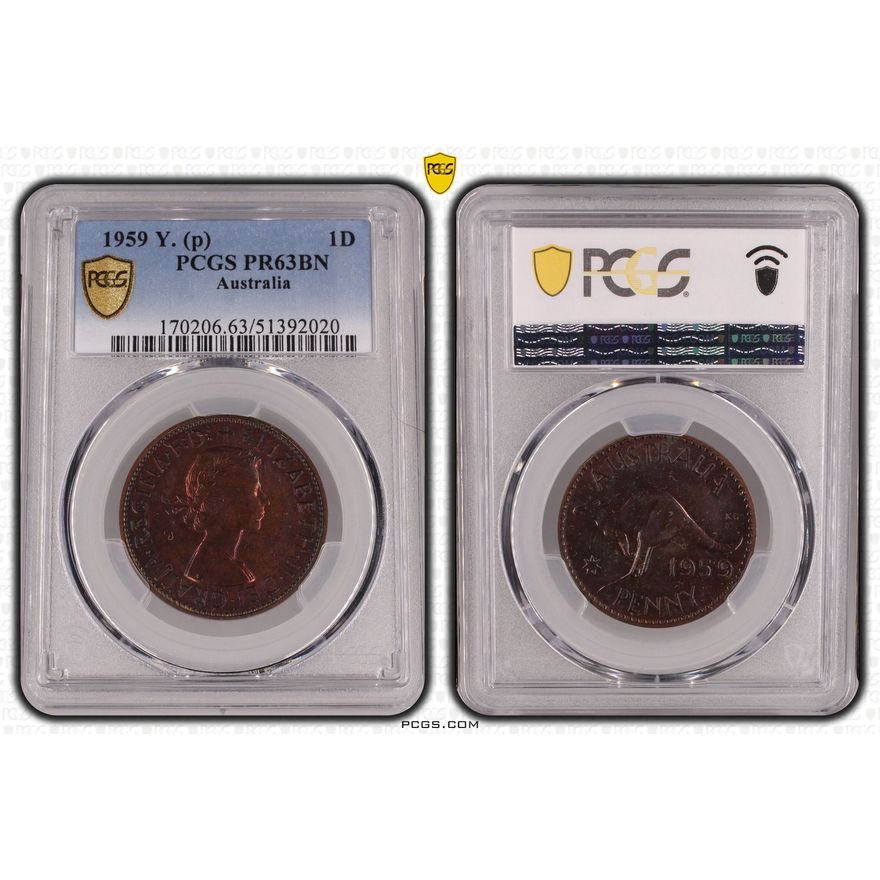 POP 2/0, One Penny, 1959, PCGS PR63BN