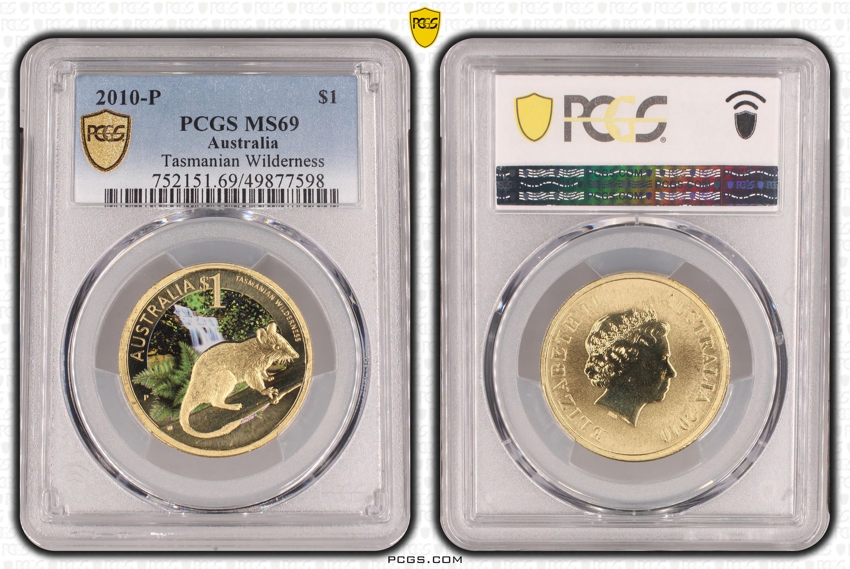 Tasmanian Wilderness POP 6/0, One Dollar, 2010-P, PCGS MS69