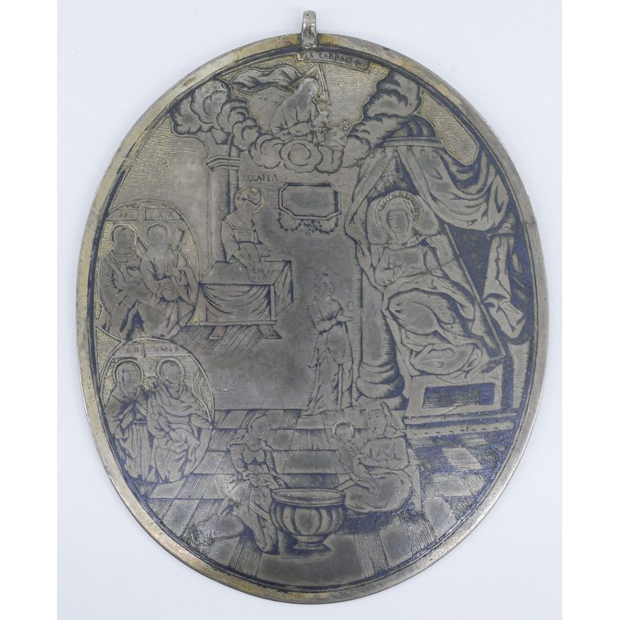 Greek 16th Century Niello Silver Religious Icon