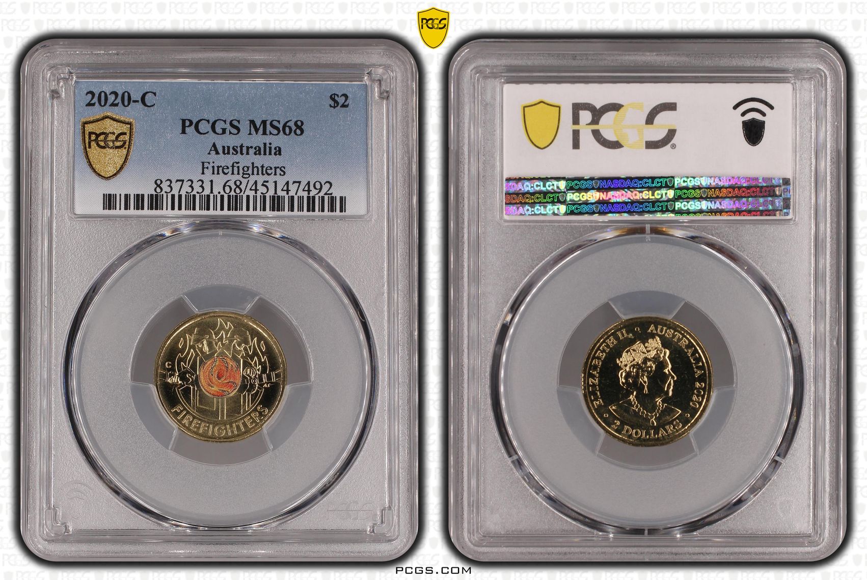 Elizabeth II, Firefighters, Australia Two Dollar, 2020-C, PCGS MS 68