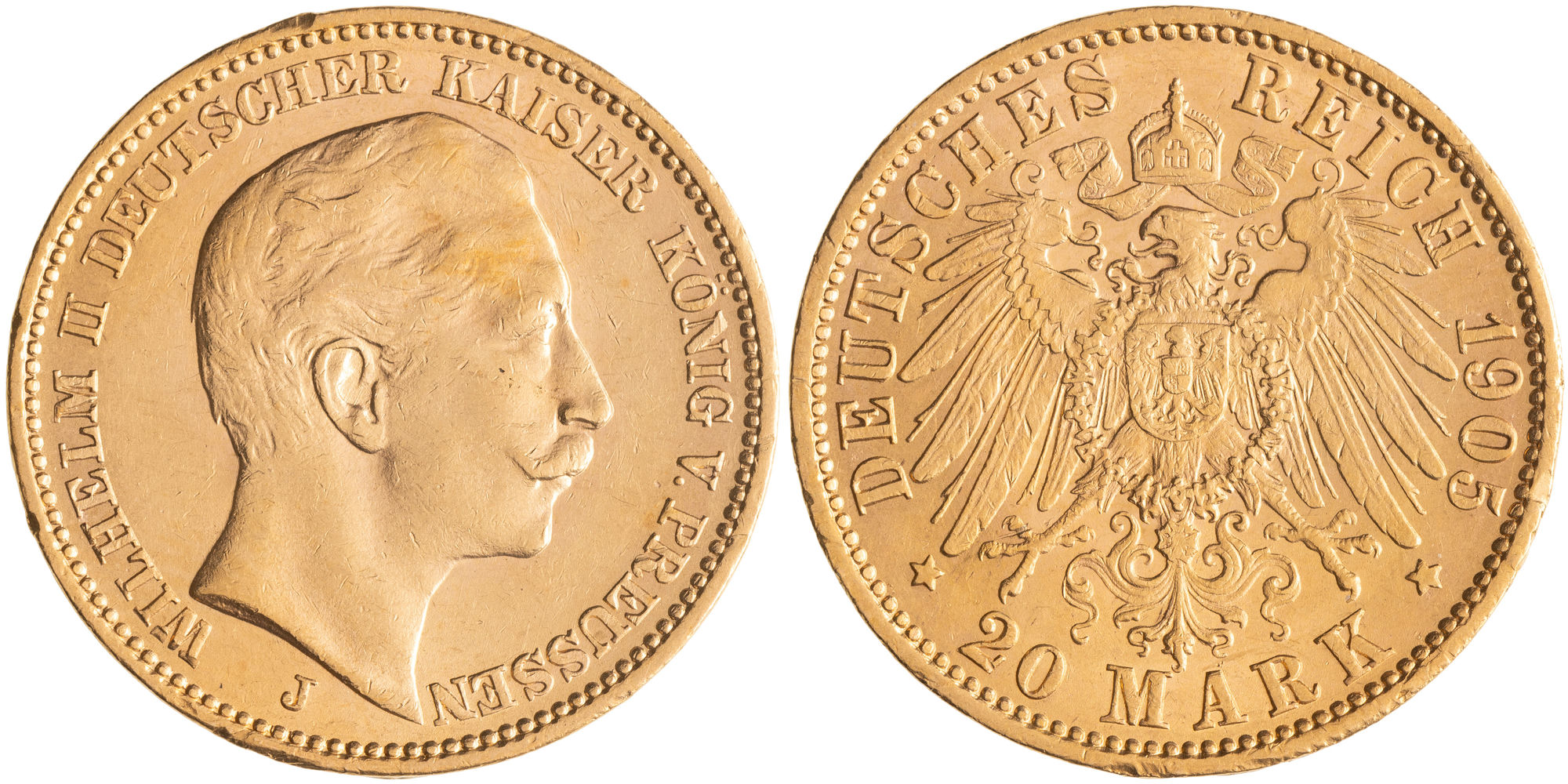German States, Friedrich Wilhelm II, Kingdom of Prussia, Twenty Mark, 1905-J, EF