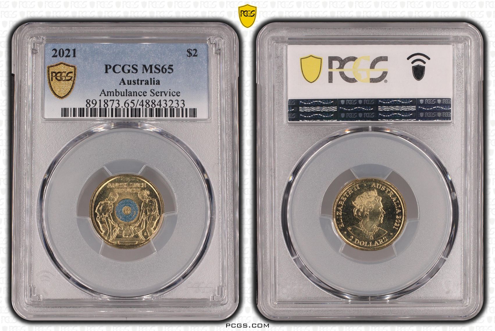 475 · Ambulance Service - Colorized , Two Dollar, 2021, PCGS MS65