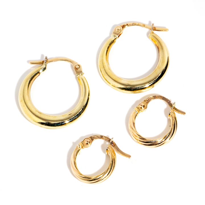 Two Pairs of 9 Carat Gold Hoop Earrings
