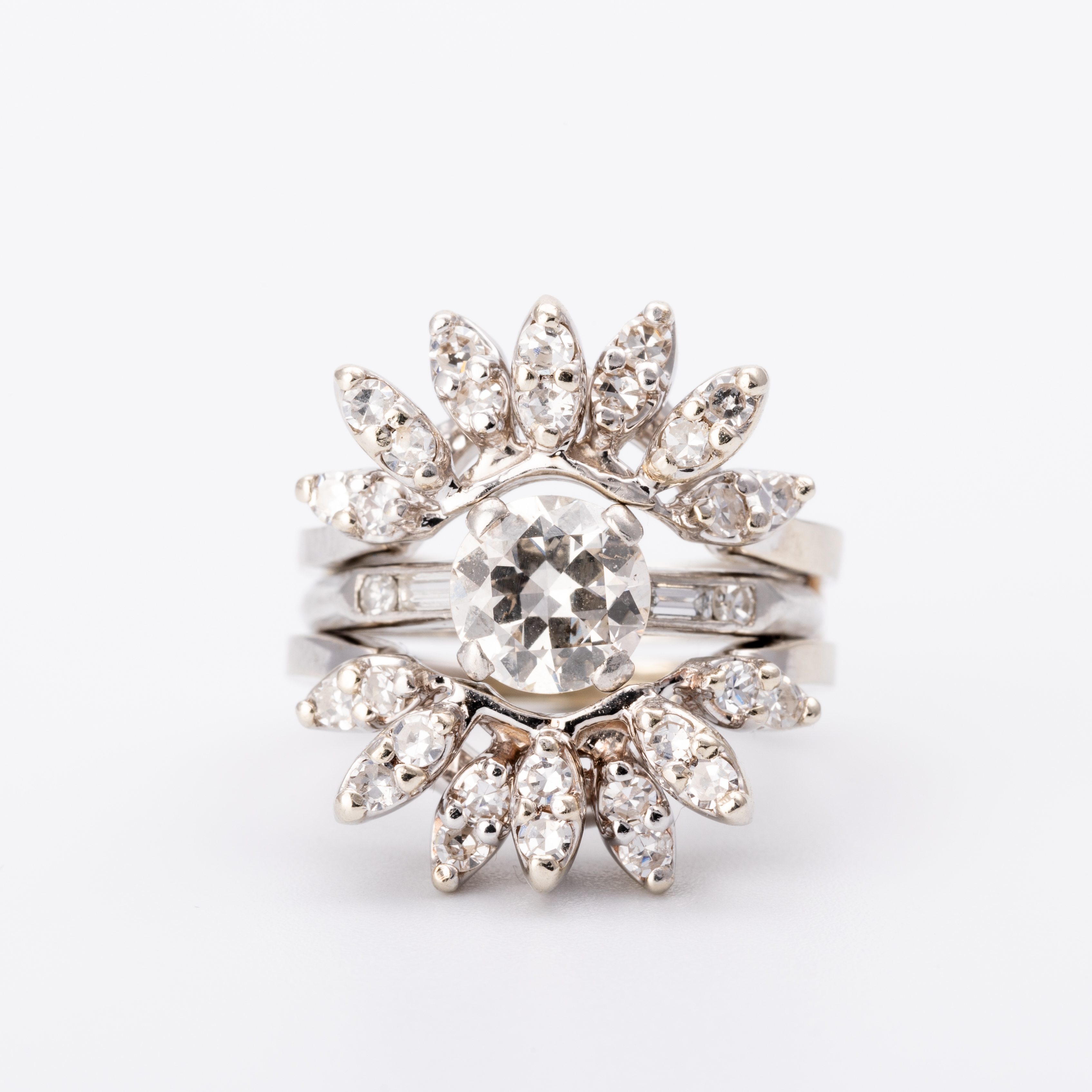 1.63ct Diamond Cluster Ring Platinum & 14ct Gold