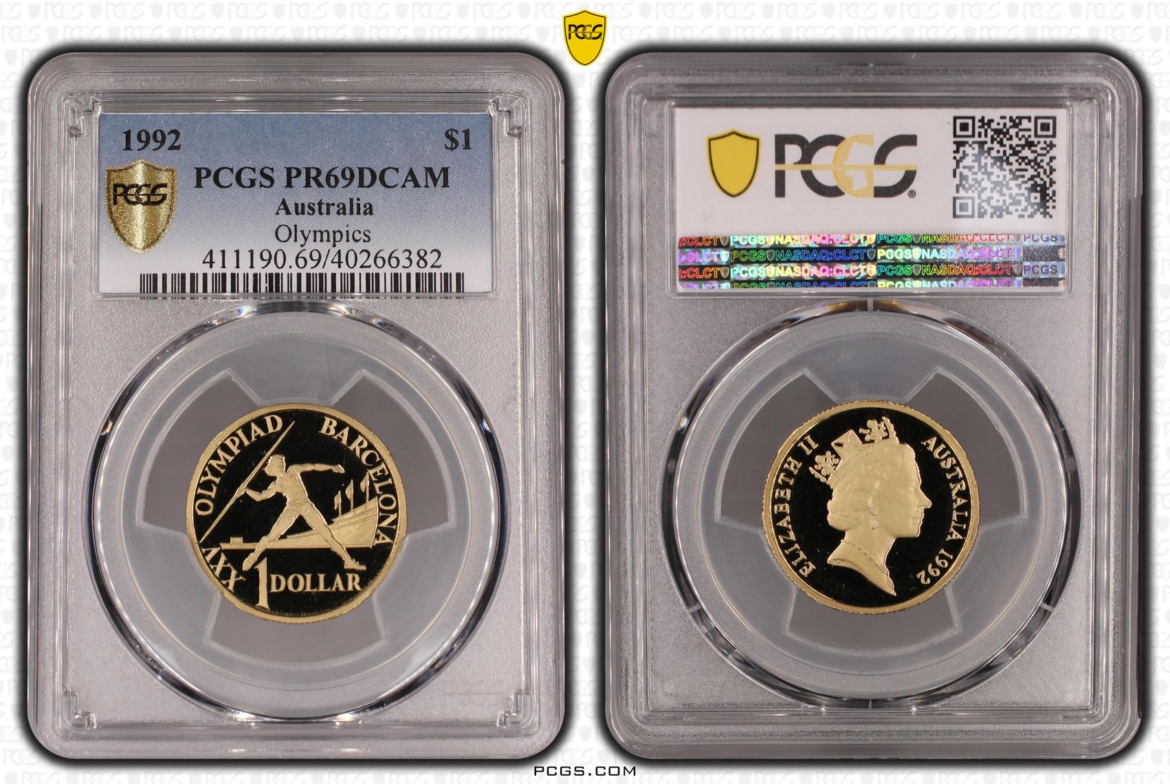 Olympics, One Dollar, 1992, PCGS PR69DCAM