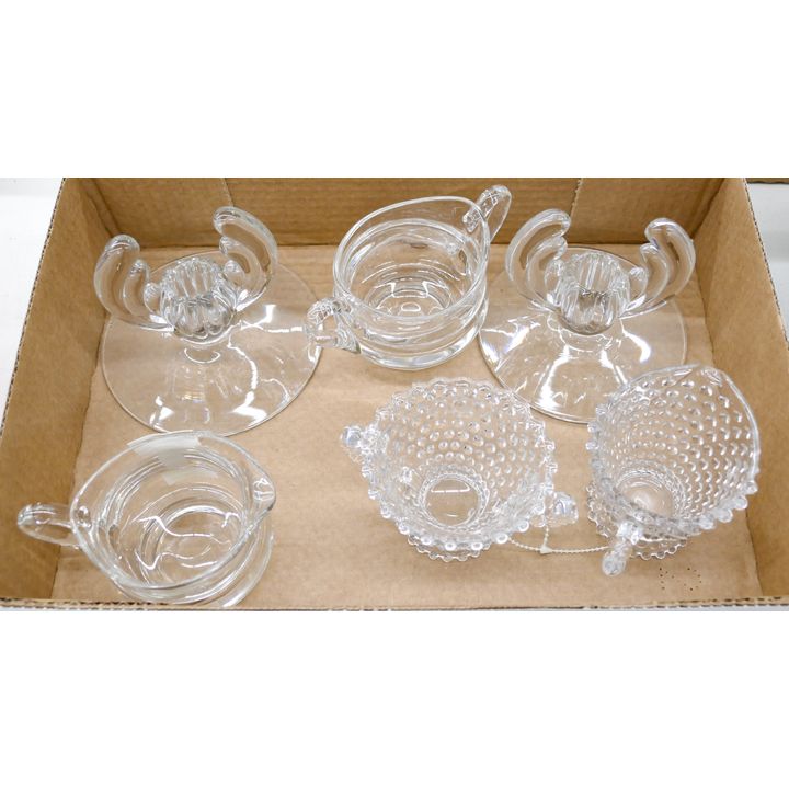 Box 6pc Vintage Footed Candleholder etc.