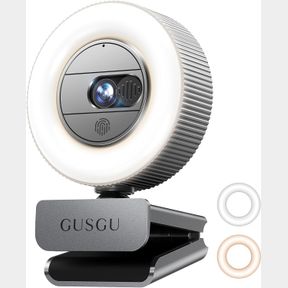 GUSGU G910 2K Quad HD Webcam for PC, with Microphone & Light & Privacy Cover