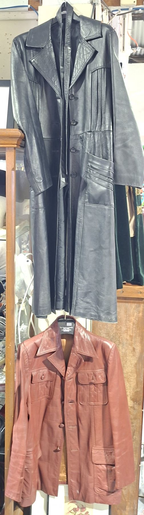 BLACK AND BROWN LEATHER COATS