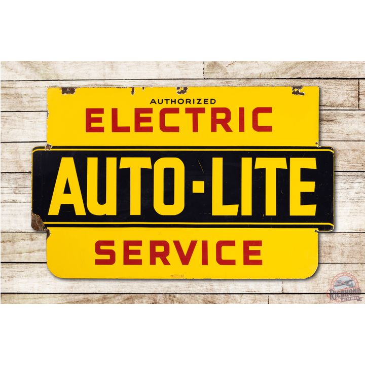 4' Auto-Lite Authorized Electric Service Die Cut Double Sided Porcelain Sign