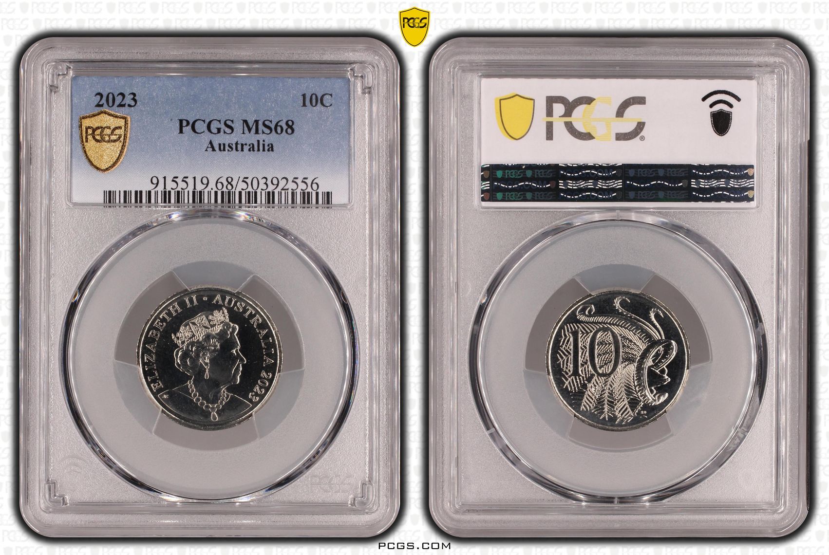 134 · Elizabeth II, Ten Cent, 2023, PCGS MS68
