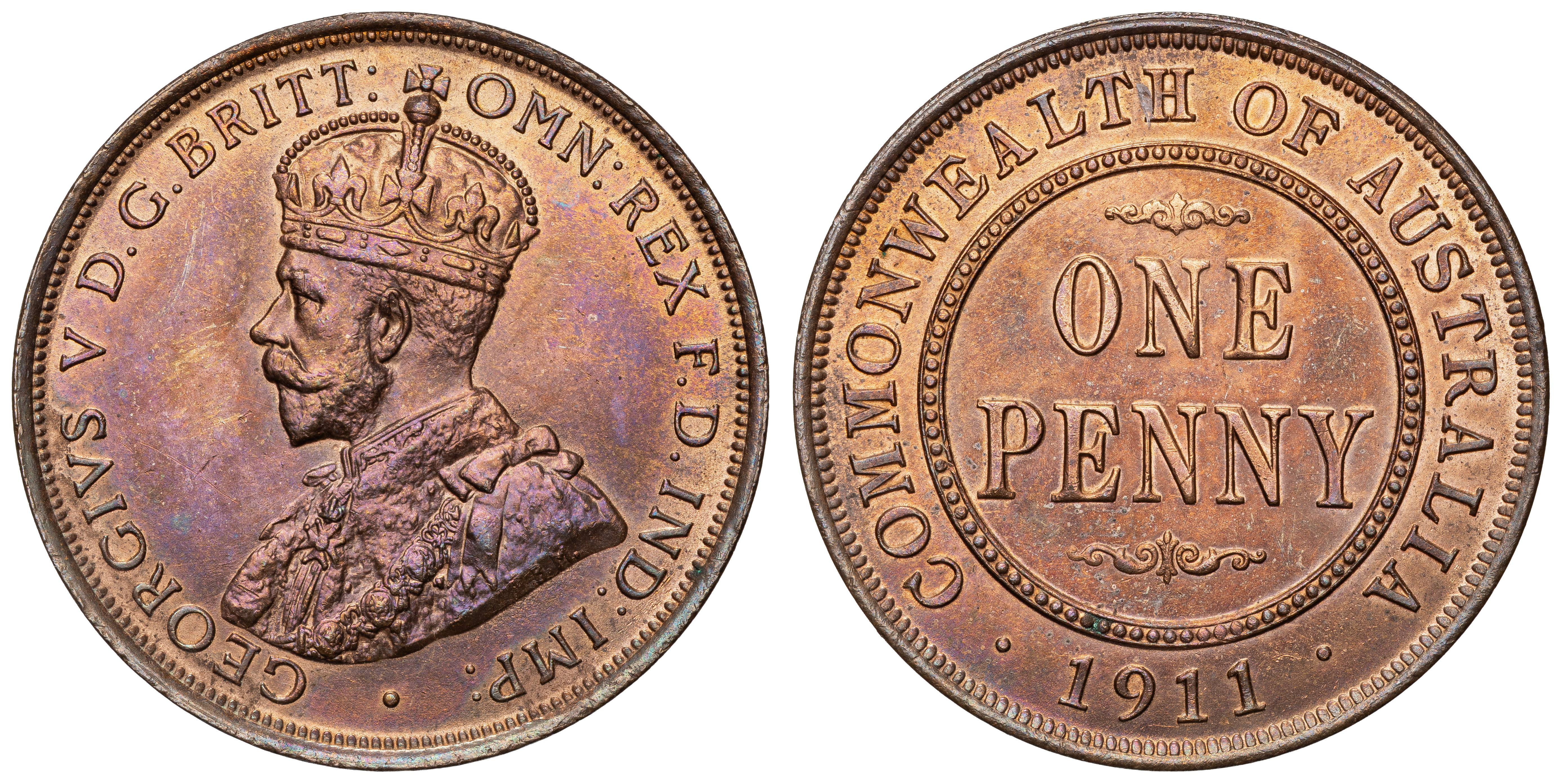 George V, Penny, 1911, UNC