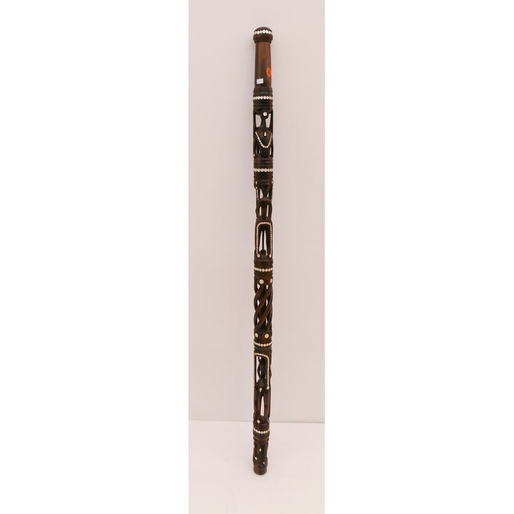 Polynesian Carved Hardwood MOP Inlaid Dance Staff- 45''
