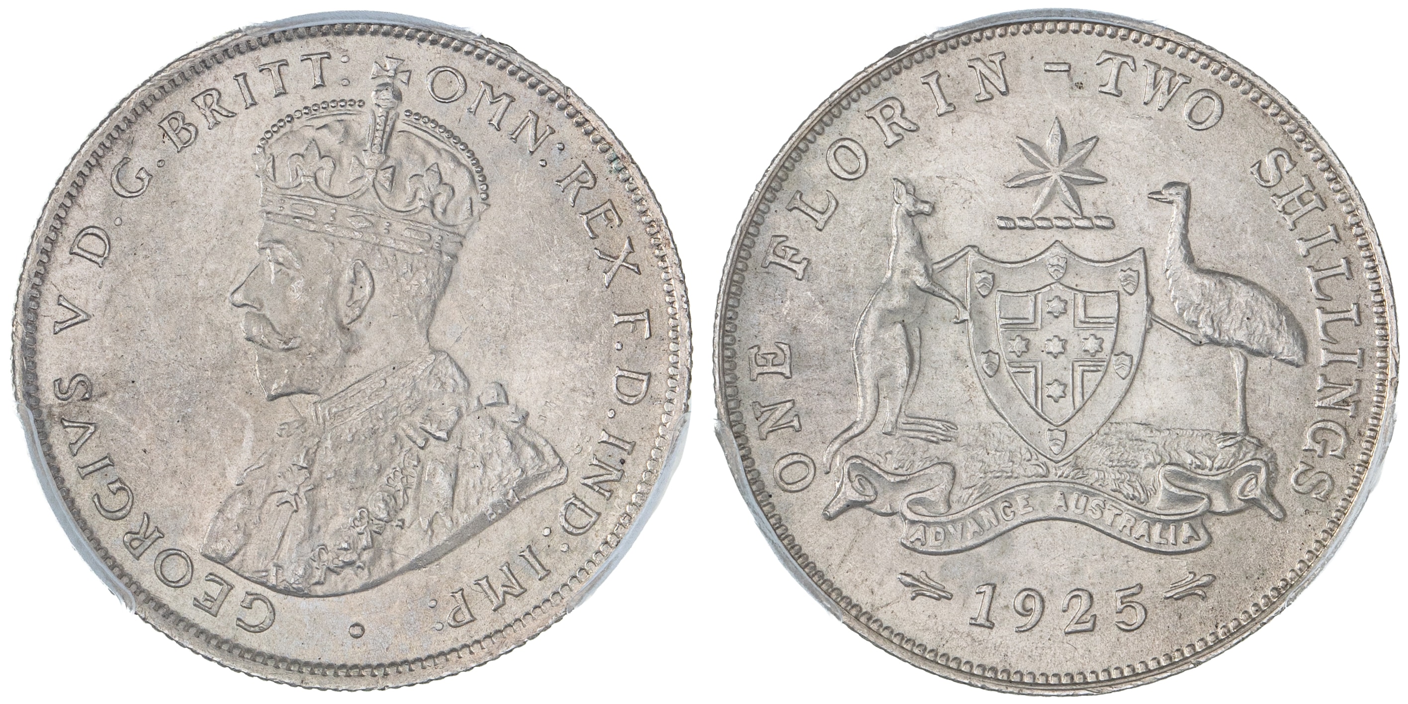 George V, Florin, 1925, PCGS MS64