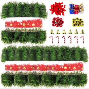 5 PACK 250FT CHRISTMAS WHITE GARLAND FLOWER FOR CHRISTMAS AND NON-LIT SOFT HOLIDAY DECOR FOR OUTDOOR INDOOR ARTIFICIAL CHRISTMAS T