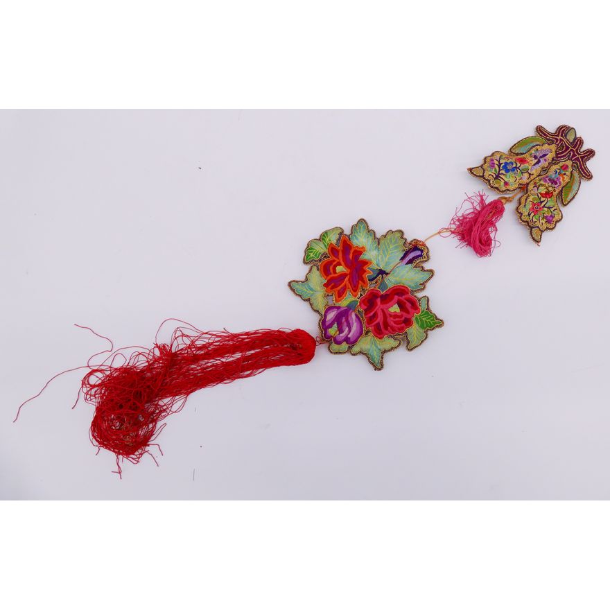Ornate Chinese Silk Embroidered Wedding Tassel- 28''