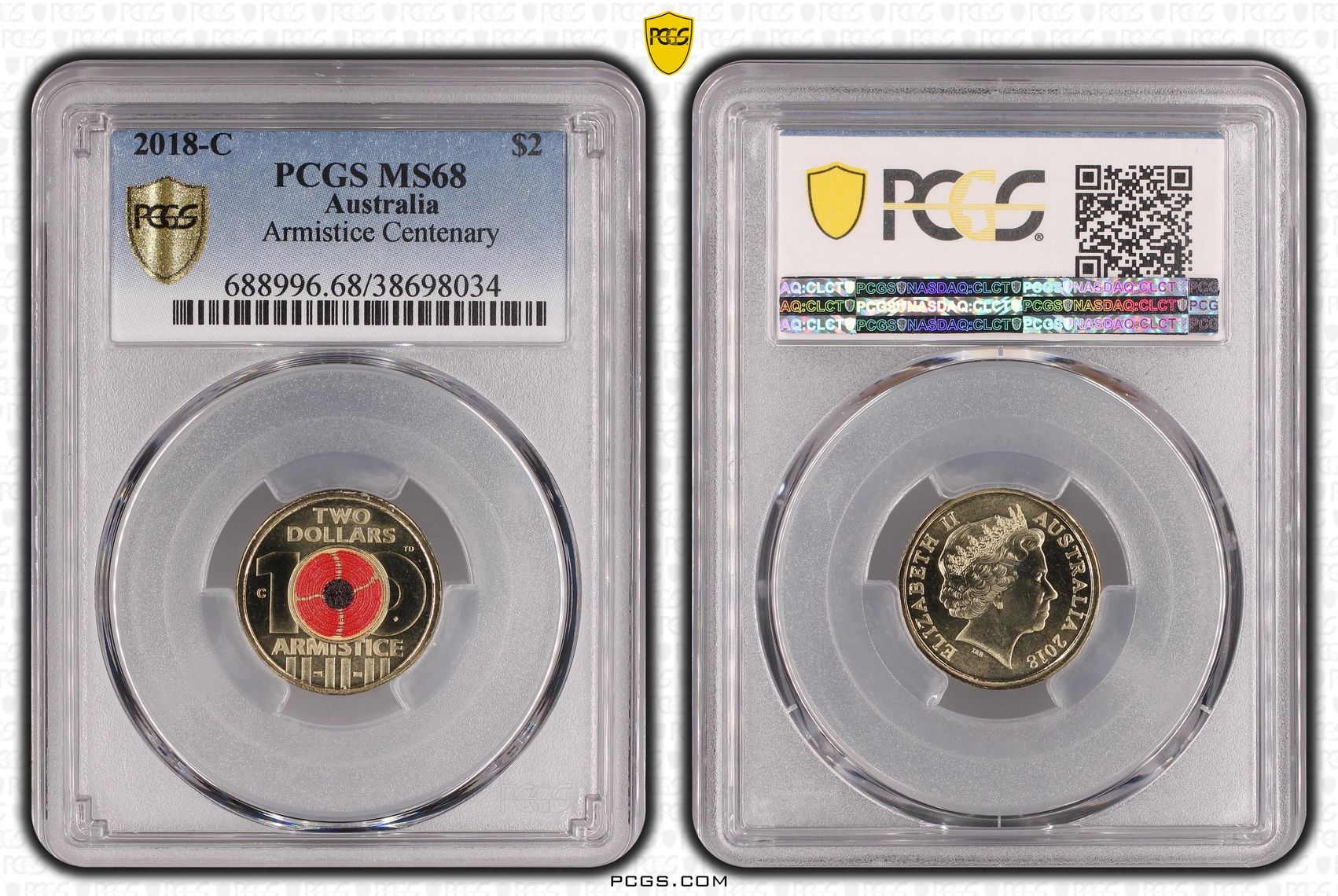 Armistice Centenary, Two Dollar, 2018-C, PCGS MS68
