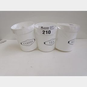 LUMOSS - 3 PIECE LARGE CANISTER SET - COFFEE-TEA AND SUGAR - WHITE