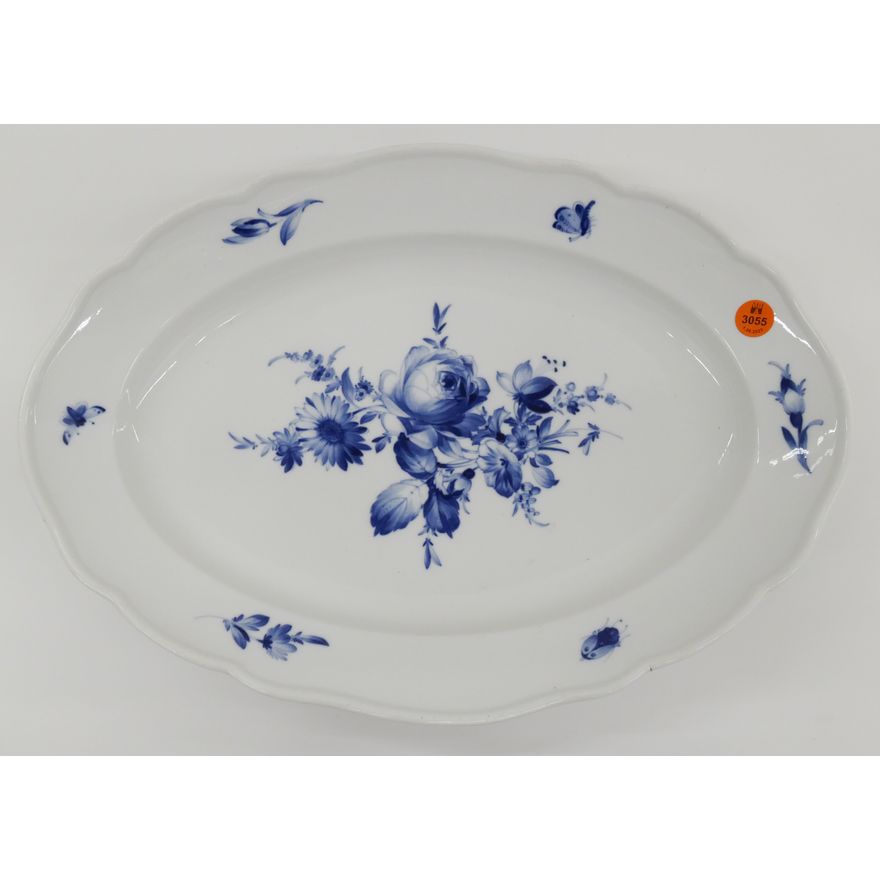 Meissen Blue Flowers and Insects Porcelain Oval Platter- 16.25"