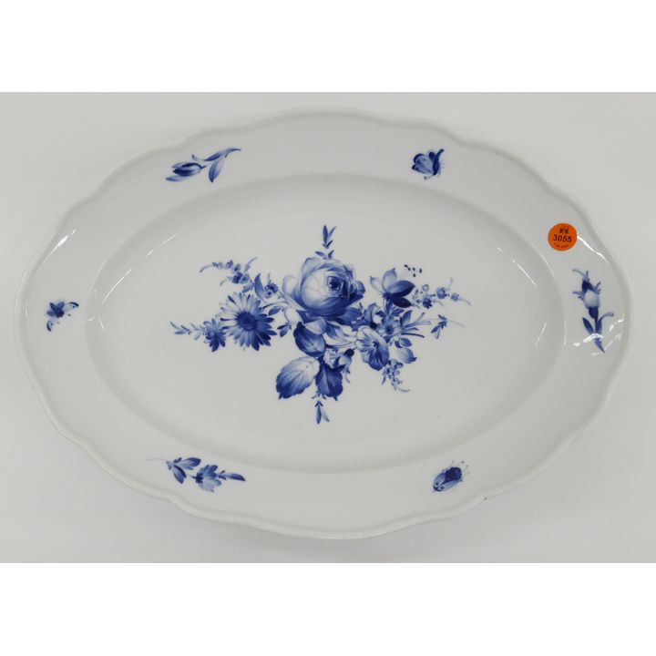 Meissen Blue Flowers and Insects Porcelain Oval Platter- 16.25"